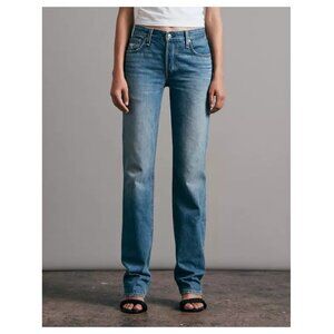 Rag & Bone Piper Low-Rise Straight Hermosa Slim Fit Mid Indigo Jean